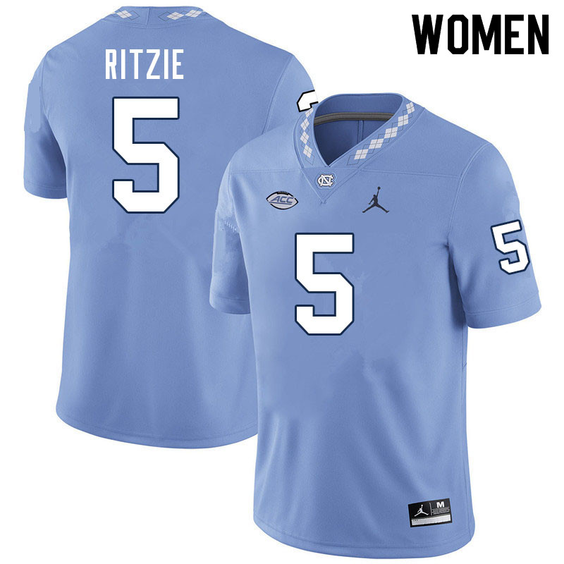 Women #5 Jahvaree Ritzie North Carolina Tar Heels College Football Jerseys Sale-Carolina Blue